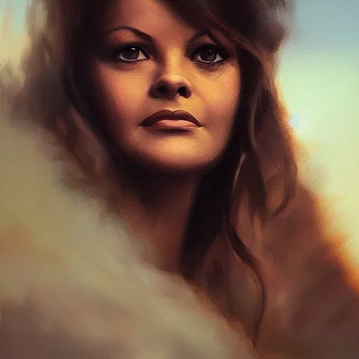 Prompt: closeup portrait of a young claudia cardinale, dramatic light, gorgeous view, depth, high detail, digital art, painted by greg rutkowski and seb mckinnon, by tim burton, trending on artstation