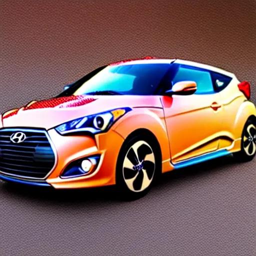 Prompt: a Hyundai Veloster in a cave made of candy
