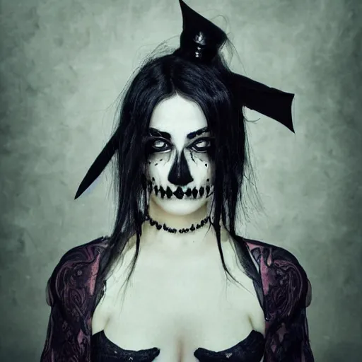 Image similar to a portrait of goth 0nbeauty, a photograph taken by Juan Francisco Casas