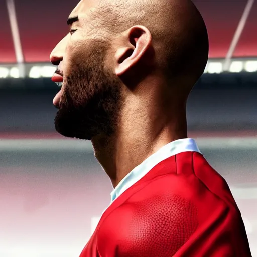 Image similar to a film still portrait of footballer terrence boyd, bald, red shirt, finely detailed features, closeup at the face, perfect art, trending on pixiv fanbox, painted by greg rutkowski makoto shinkai takashi takeuchi studio ghibli akihiko yoshida