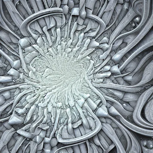 Image similar to close - up of intricate marble fractal mandelbulb rendered in octane