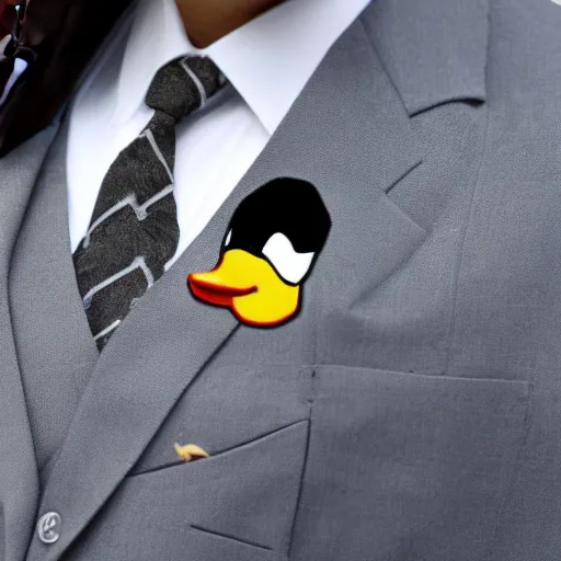 Prompt: a duck in a business suit