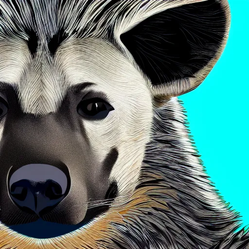 Prompt: digital painting of a hyena with white spots