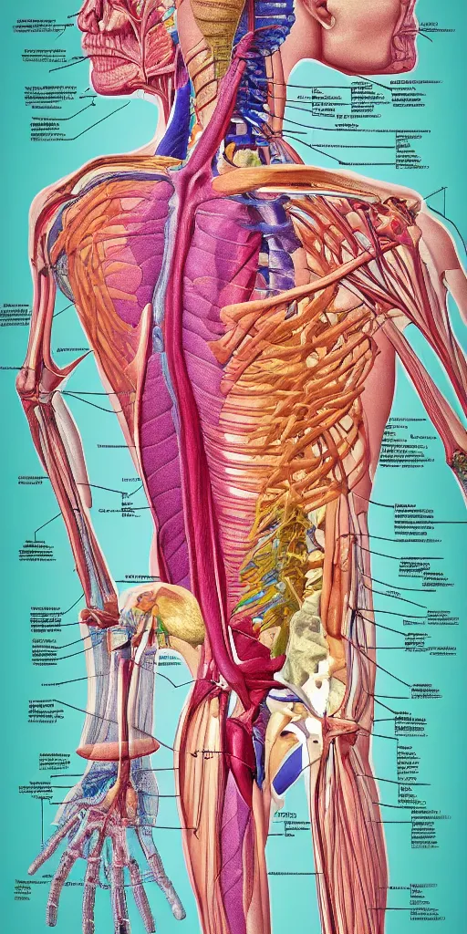 Image similar to anatomy poster, pastel colors, illustration