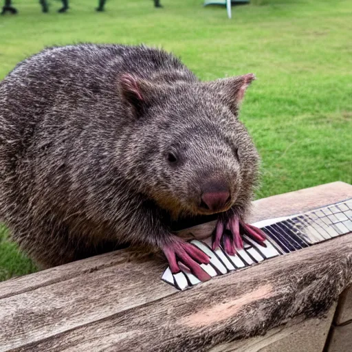 Prompt: A wombat absolutely shredding on a guitar