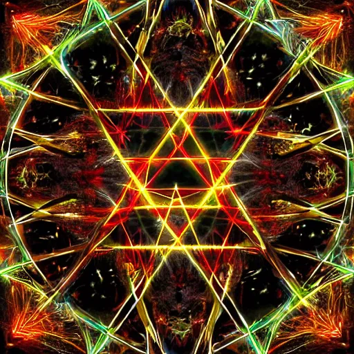 Prompt: quantum crystal which is maelstrom to other dimensions, satanic, demonic, doom, masterpiece, trending on x, 4 k