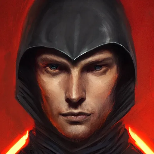 Image similar to portrait of a man by Greg Rutkowski, Jacen Solo as a sith knight, wearing black sith robes, Star Wars Expanded Universe, highly detailed portrait, digital painting, artstation, concept art, smooth, sharp foccus ilustration, Artstation HQ