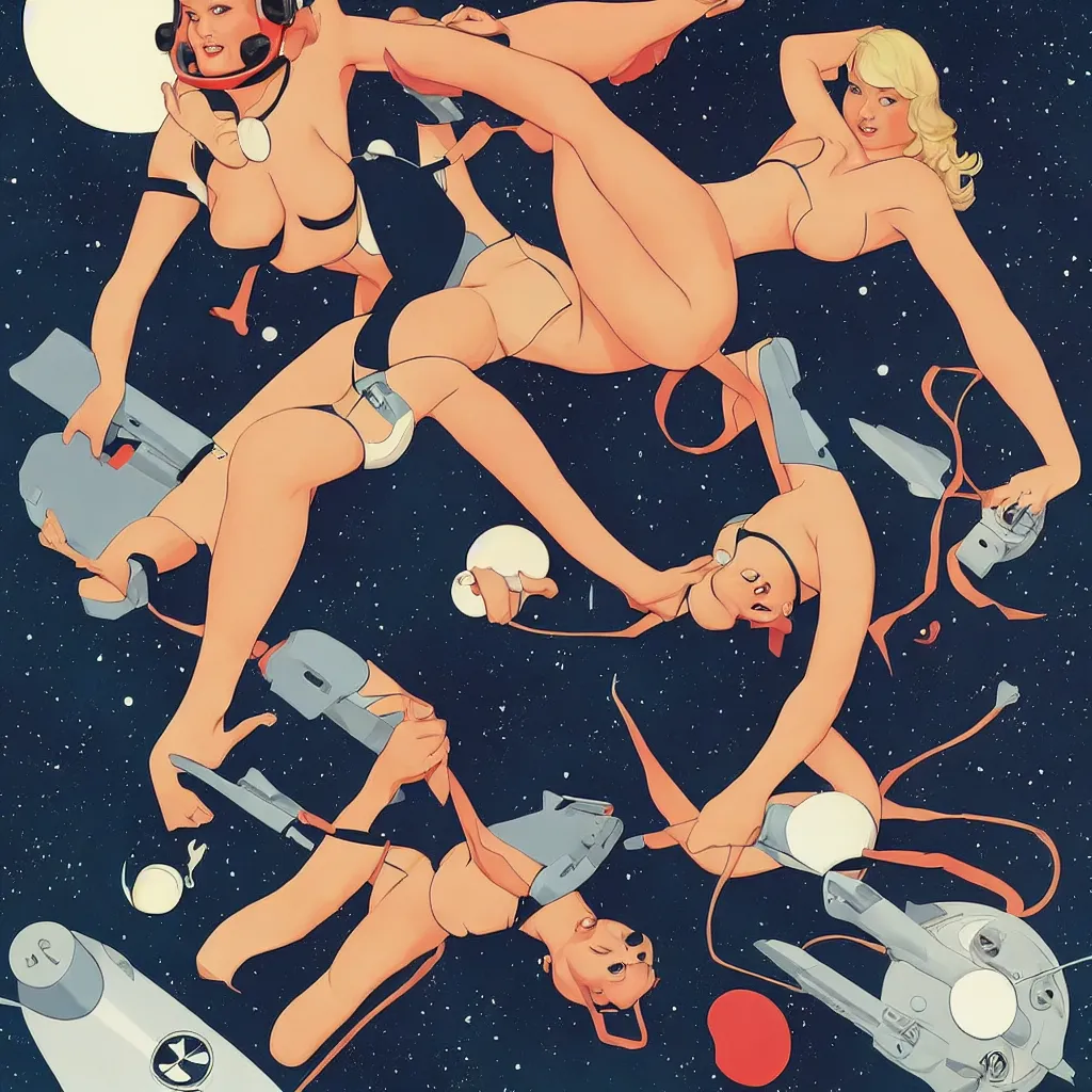 Image similar to maxim playboy astronaut pin - up by phil noto