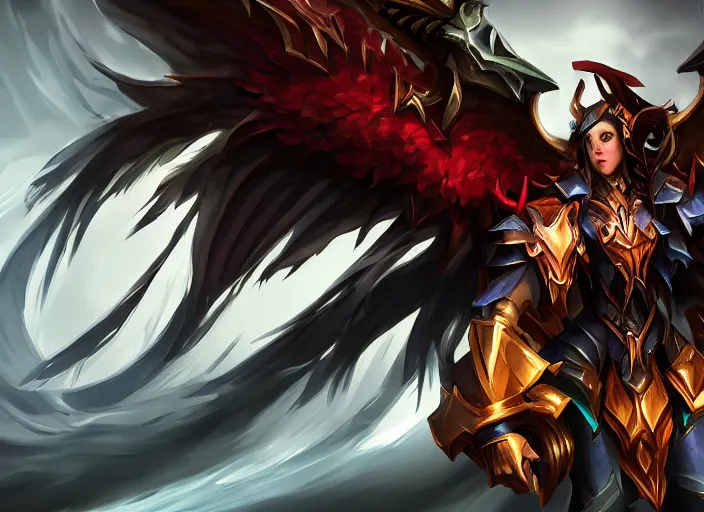 Image similar to champion splashart of champion made out of angel of death