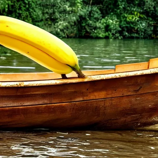 Prompt: a friendly banana in a boat