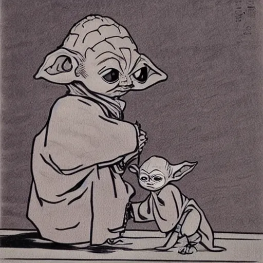 Image similar to baby yoda by Junji ito