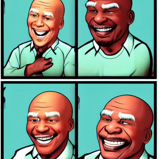 Image similar to mr clean mr clean mr clean and mike tyson laughing