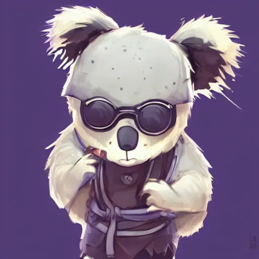 Prompt: a very cute chibi koala dressed in a black shinobi ninja outfit, digital art by łukasz piskorz and patrick mcenvoy and michael komarck, intricate, highly detailed, artstation, concept art, smooth, sharp focus vector centered