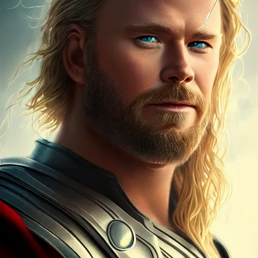 Image similar to Thor, portrait, 4k, artstation, cgsociety, award-winning, masterpiece, stunning, beautiful, glorious, powerful, fantasy art