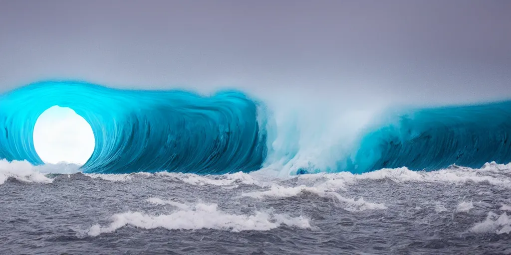 Image similar to inside view of the huge breaking wave of the sea