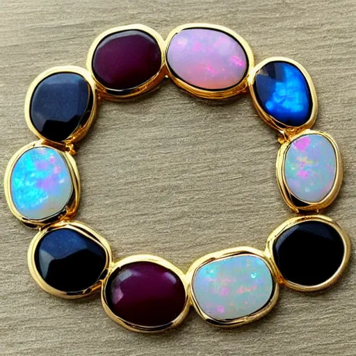 Image similar to 4K Gold collar neckless , Single Center sinister gem opals pink gem, Shungite Bangle, Mineral and Gold Jewelry, Product Photography