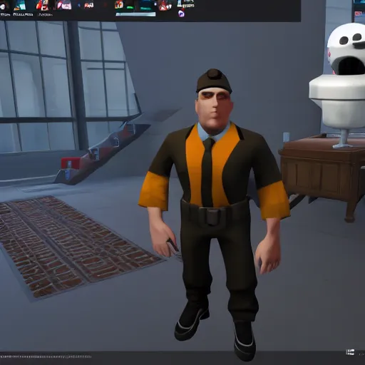 Prompt: jerma985 in tf2, full body, wide shot, portrait, unreal engine, in game screenshot, high definition, detailed