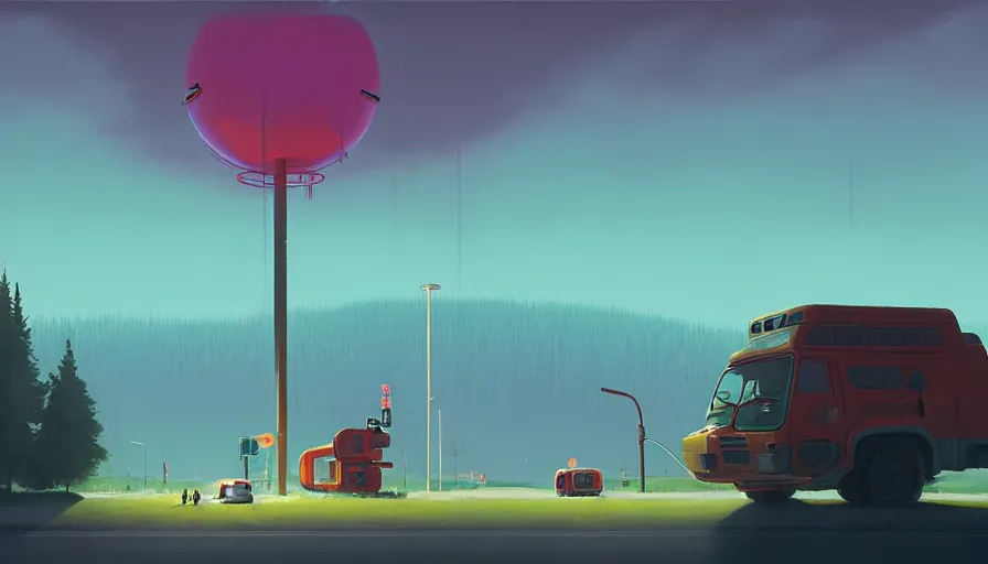 Image similar to the two complementary forces that make up all aspects and phenomena of life, by simon stalenhag