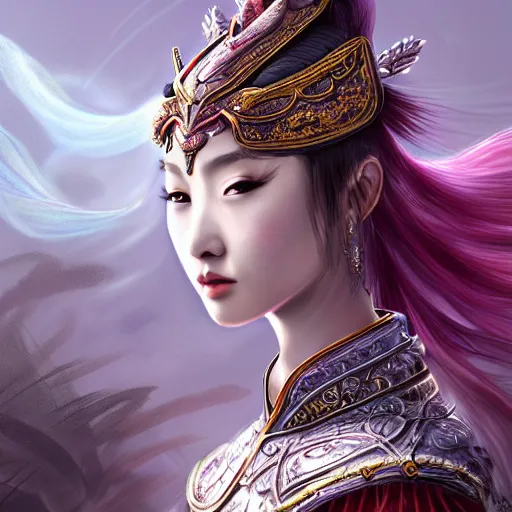 Prompt: beautiful ancient fantasy portrait of wuxia armor heroine, wearing Xian Xia wardrobe, in forbidden City, hybrid from Dynasty Warriror, flowers sea rainning everywhere, intricate, very very beautiful, elegant, highly detailed, digital painting, beautiful glowing galaxy eyes, human anatomy, hyperrealistic, soft light, dynamic, artbreeder, artstation, fantasy concept art, smooth, sharp focus, illustration, art by alphonse mucha and tian zi and WLOP