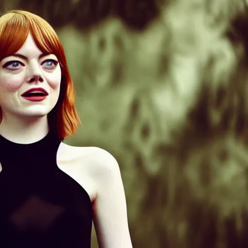 Prompt: emma stone , she is angry ,as an evil witch