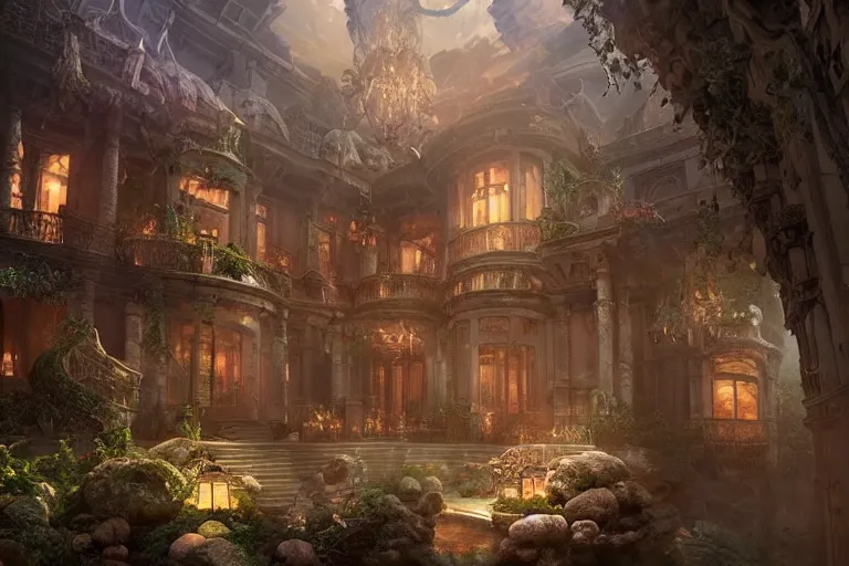 Image similar to the most amazing dream you ever had about mansion of elemental of air, hyper realistic, ambient lighting, concept art, intricate, hyper detailed, smooth, dynamic volumetric lighting, octane, cinematic