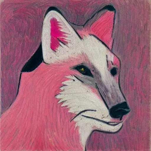 Image similar to pink fox, style of van gogh, profile image