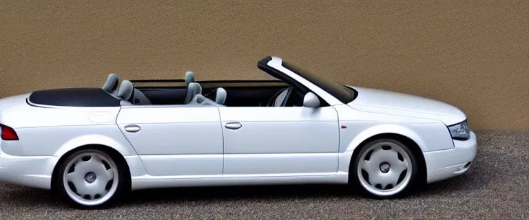 Image similar to Casablanca White Audi A4 B6 Avant Convertible (2002), red leather interior, created by Barclay Shaw