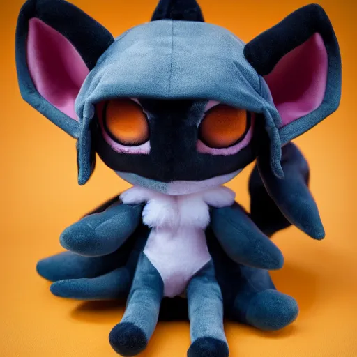 Prompt: cute fumo plush of a foxgirl that wields the power of necromancy, necromancer in dark hood, glowing, vray