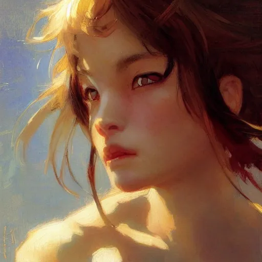 Image similar to cute anime girl face, painting by gaston bussiere, craig mullins, j. c. leyendecker