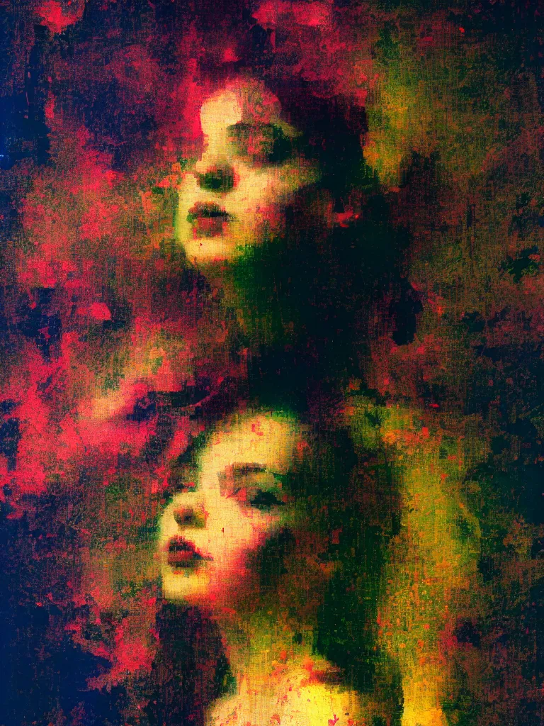 Image similar to a beautiful painting by mark tennant of a girl in a glitched bathroom, pixel sorting, color bleeding, brushstrokes by jeremy mann, flashlight shot