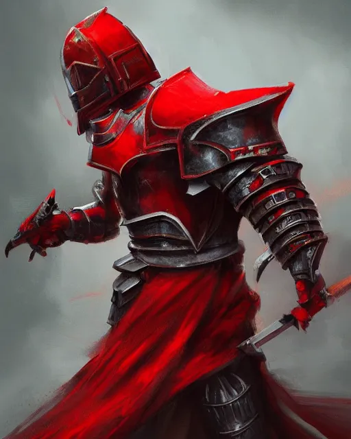 Image similar to knight armored in red, fantasy art, trending on artstation