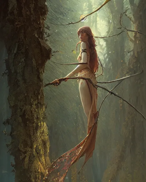 Prompt: betula pendula, fantasy digital art by laurie greasly, ( moebius ), wlop, greg rutkowski, denis sarazhin, mucha, highly detailed, sharp focus, artstation