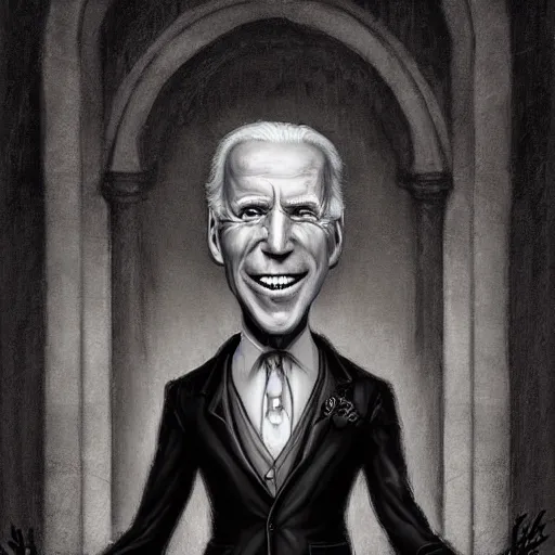 Prompt: michael karcz grunge drawing of joe biden. , in the style of corpse bride, loony toons style, horror themed, detailed, elegant, intricate, trending on artstation, 4k