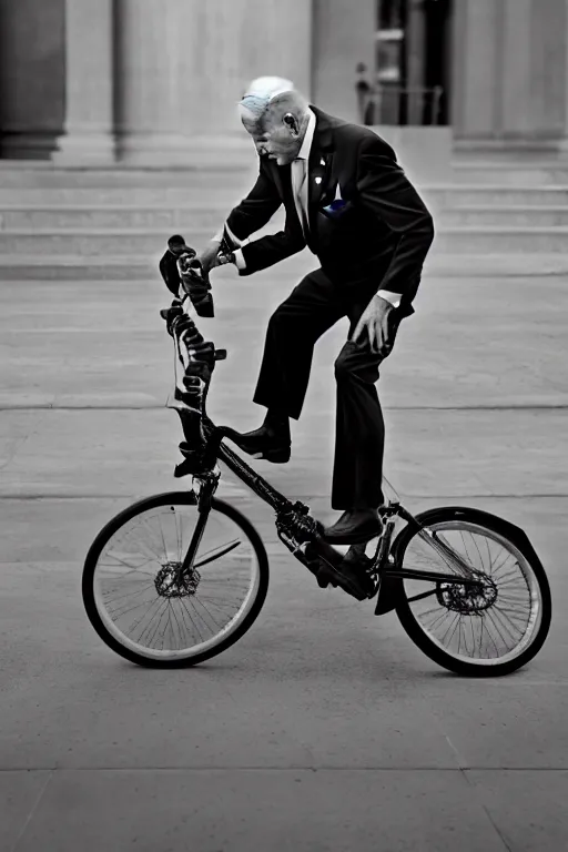 Prompt: joe biden fall from bike, high resolution, photorealistic, smooth, 4 k, aesthetic lighting, baroque object, sharp focus, hyperdetailed object, professional photography, pullitzer winning, 8 0 0 photo by : canon eos 5 d mark iv, by karah mew and adnan abidi and jodie bateman