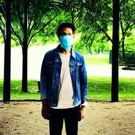 Prompt: “a guy with a mask in a park”