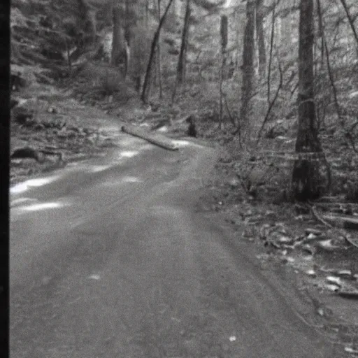 Image similar to A screen capture of found footage video left behind by a missing hiker in 1986