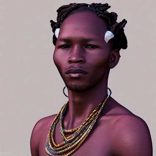 Image similar to east african man, with twists for hair, extremely detailed, intricate, 4 k