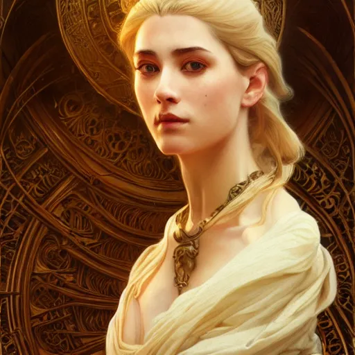 Image similar to portrait of sersei lannister, intricate, elegant, highly detailed, digital painting, artstation, concept art, smooth, sharp focus, illustration, art by artgerm and greg rutkowski and alphonse mucha and william - adolphe bouguereau