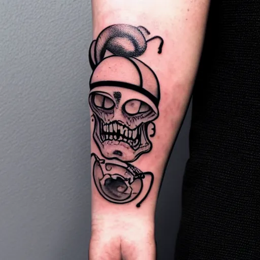 Image similar to body horror comic sans tattoos