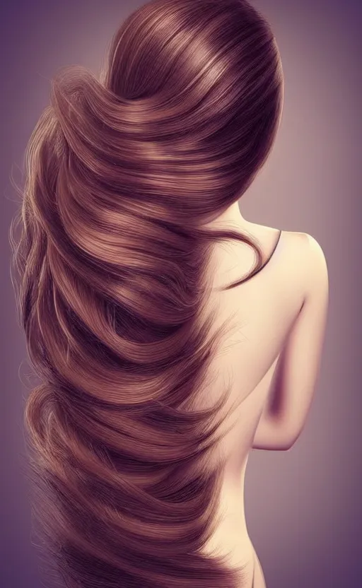 Image similar to beautiful long hairstyle, pinterest hair picture, back of the hair, photograph, 3d render, highly realistic, concept art, highly detailed, full frame, no cut off of hair