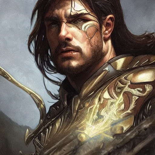 Image similar to an epic fantasy comic book style portrait of a male ranger warrior, castle setting, horror movie lightning, intricate, elegant, highly detailed, digital painting, artstation, concept art, matte, sharp focus, illustration, art by artgerm and greg rutkowski and alphonse mucha