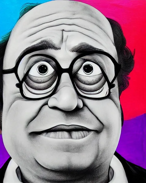 Prompt: Portrait of Danny Devito in the style of Rick & Morty