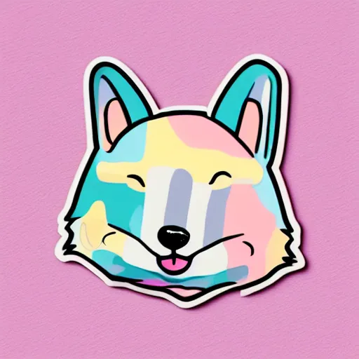 Image similar to Kawaii corgi sticker illustration, soft pastel colors