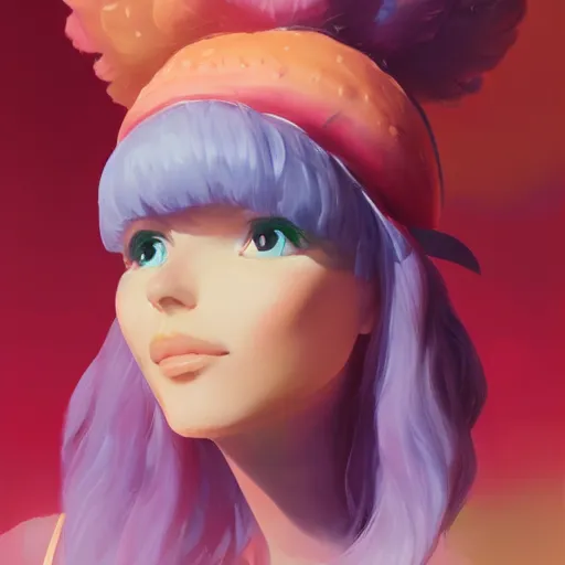 Image similar to painted portrait of a strawberry shortcake, fantastically pastel colors, octane render, matte painting concept art, official fanart behance hd artstation by jesper elsing, by rhads and makoto shinkai and lois van baarle and ilya kuvshinov and rossdraws