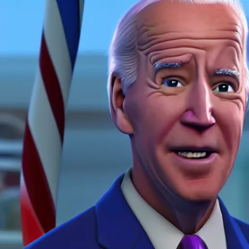 Image similar to joe biden on meth as seen in award winning animated pixar movie 4k octane render