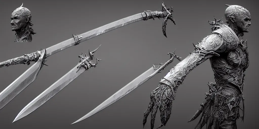 Image similar to sword design, shortsword, art by gerald brom, greg rutkowski and artgerm and james jean and zdzisław beksinski, 8 k, unreal engine, c 4 d