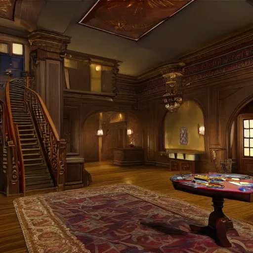 Image similar to the inside of a mansion, dungeons and dragons, 4 k, highly detailed