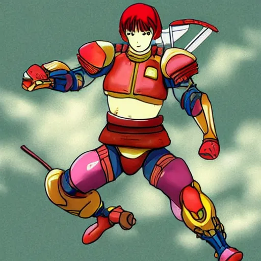 Image similar to Samus Aran depicted as a Samurai in the style of a Studio Ghibli movie