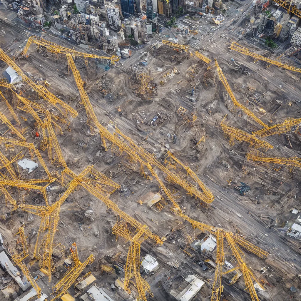 Image similar to golden construction site, birds eye view