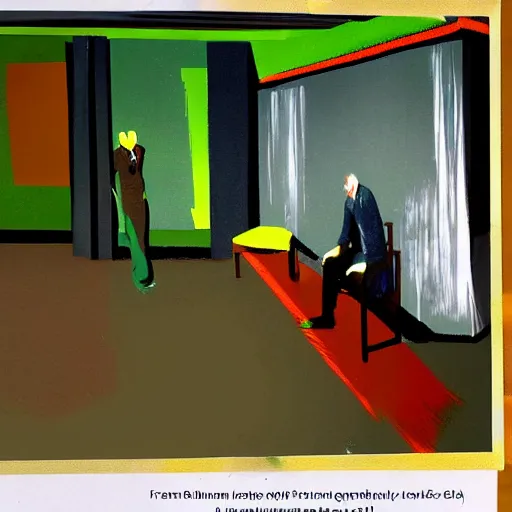 Prompt: man in the apartmen painted by francis bacon, psx game graphics